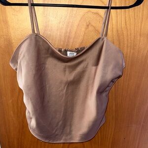Women's Tan Satin Cami Top